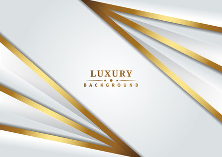 Abstract luxury dark blue background overlap layer with golden lines with copy space text. Vector illustrationのイラスト素材