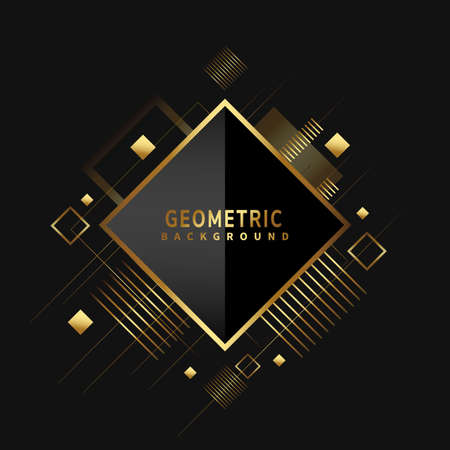 Abstract geometric square pattern design on black background. Luxury style. Use for modern design, cover, poster, template, decorated, brochure. Vector illustrationのイラスト素材