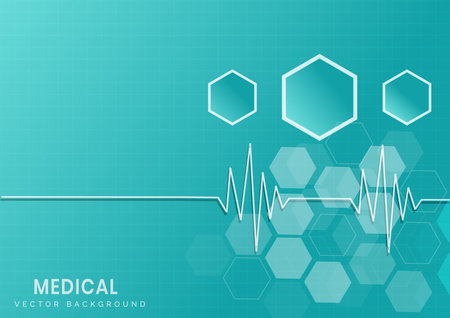 Abstract blue hexagon pattern background.Medical and science concept. You can use for ad, poster, template, business presentation. Vector illustrationのイラスト素材