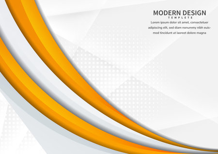 Abstract curve yellow and grey vibrant layer overlapping on white background. Template design with copy space for text. Vector illustrationのイラスト素材