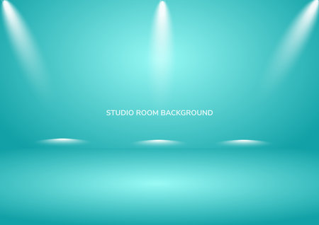 Abstract blue background Studio room backdrop well with spotlight  on stage background. Vector illustrationのイラスト素材