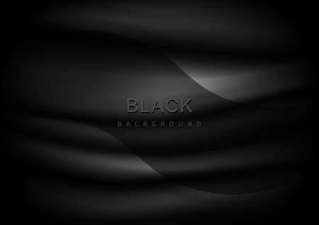 Black background with cloth or liquid waves. Vector illustrationのイラスト素材