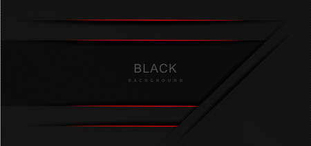 Abstract template  black geometric overlapping  background with red light effect. Vector illustrationのイラスト素材