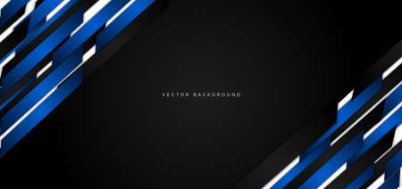 Abstract corporate banner web design dark blue and black geometric diagonal on black background technology concept. Vector illustrationのイラスト素材