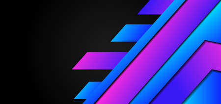 Template corporate banner of geometric pink and blue gradient on black background. Vector illustrationのイラスト素材