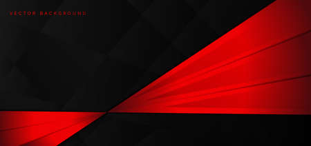 Template corporate banner of red and black glossy diagonal stripes on black background. Vector illustrationのイラスト素材