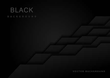 Abstract black geometric overlapping design with copy space for text. You can use for ad, poster, template, business presentation. Vector illustrationのイラスト素材