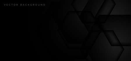 Abstract banner web black geometric hexagon overlapping  technology corporate concept background with space for your text. Vector illustrationのイラスト素材