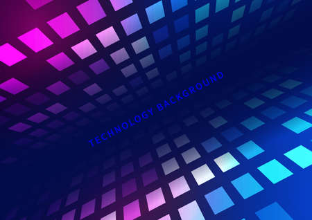 Abstract technology concept blue and pink squares pattern futuristic perspective background. You can use for ad, poster, template, business presentation. Vector illustrationのイラスト素材