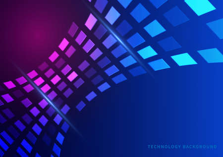 Abstract technology concept geometric square pattern futuristic perspective on dark blue background. Vector illustrationのイラスト素材