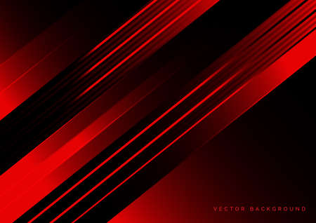 Abstract red and black technology with overlapping diagonal lines. Vector illustrationのイラスト素材