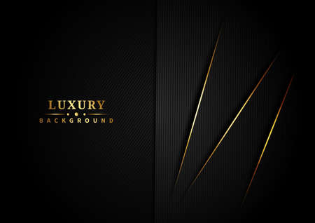 Abstract template black metal and gray gradient layer and shadow with Golden oblique line background. Luxury style. Vector illustrationのイラスト素材