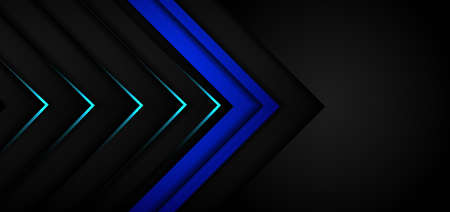 Abstract black arrow blue and black background with blue neon light. Technology concept. Vector illustrationのイラスト素材