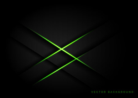 Abstract black overlapping with green light lines shadow modern futuristic technology backgruond. Vector illustrationのイラスト素材