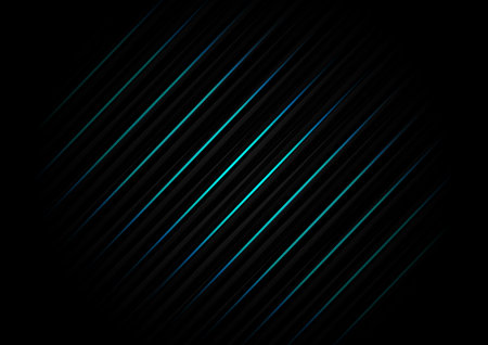 Abstract template diagonal black striped line backgroune texture with blue light neon. Technology...