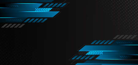 Abstract technology geometric blue and black color with blue light on black background. You can use for ad, poster, template, business presentation. Vector illustrationのイラスト素材