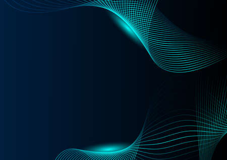 Abstract glowing wave green lines on dark background. Technology concept. Vector illustrationのイラスト素材