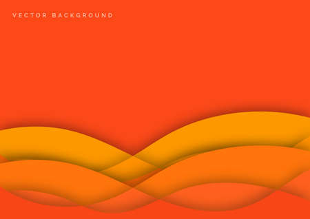 Abstract orange gradient line curve wave overlapping layer on orange background. Vector illustrationのイラスト素材