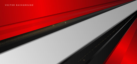 Abstract template red and black diagonal with golden line layer decoration glitter dot on white background. Luxury style. Vector illustrationのイラスト素材