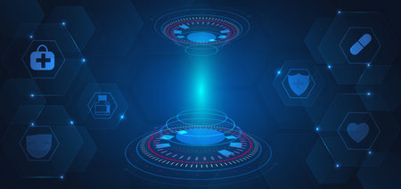 Abstract blue hexagon pattern background.Medical technology and science concept and health care icon...