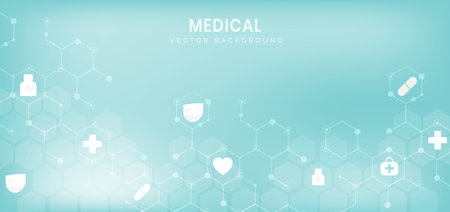 Abstract blue hexagon pattern background.Medical and science concept and health care icon pattern....