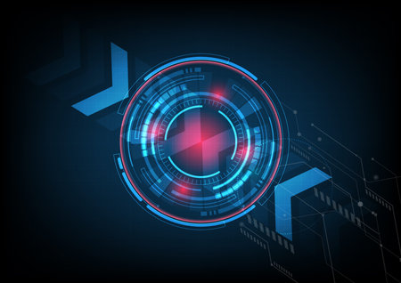 Abstract digital technology UI futuristic HUD virtual interface elements Sci- Fi modern user motion graphic. Technology innovative concept. Vector illustrationのイラスト素材