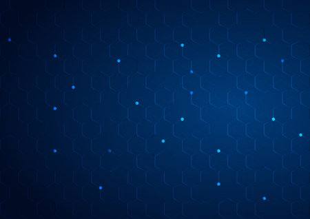 Abstract hexagon lines pattern on dark blue background. Technology connection and digital,...