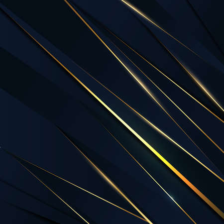 Abstract dark blue luxury background with golden line diagonal. Vector illustrationのイラスト素材