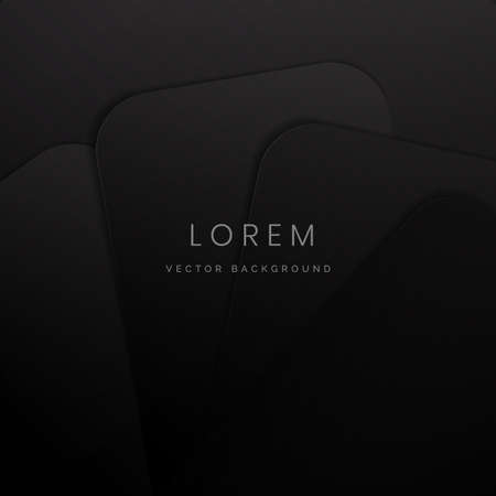 Abstract template design rounded squares geometric gray on black background. Vector illustrationのイラスト素材