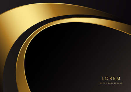 Abstract luxury curves overlapping on black background with copy space for text. You can use for ad, poster, template, business presentation, artwork. Vector illustrationのイラスト素材