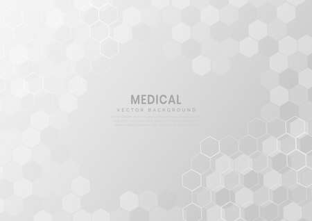 Abstract white and grey hexagon pattern background. Medical and science concept. You can use for ad, poster, template, business presentation. Vector illustrationのイラスト素材