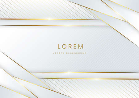 Abstract template white and gray stripes with golden line concept design on white background. Vector illustrationのイラスト素材