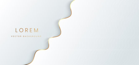 Abstract template white and grey layer luxury background 3d with gold lines curve. Luxury style. Vector illustrationのイラスト素材