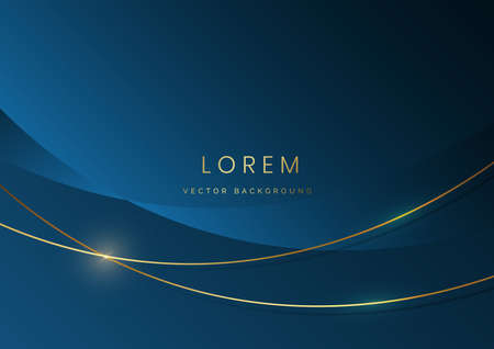 Abstract blue luxury background with gold lines curve. Luxury style. Vector illustrationのイラスト素材