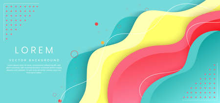 Banner web modern green, yellow, red, color pastel fluid shape on dark blue background with copy space for text. You can use for ad, poster, template, business presentation. Vector illustrationのイラスト素材