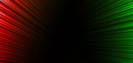Abstract red and green elegant stripe diagonal lines light on black background. Vector illustrationのイラスト素材