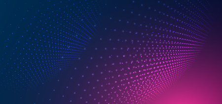 Abstract futuristic particle lines mesh on blue and pink background with light effect. Technology...