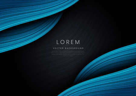 Abstract modern blue on black background with stripe line curve layer design. Vector illustrationのイラスト素材
