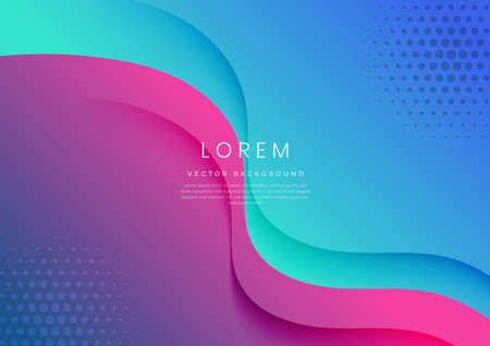 Abstract modern blue and pink gradient fluid shape background with copy space for text. Vector illustrationのイラスト素材
