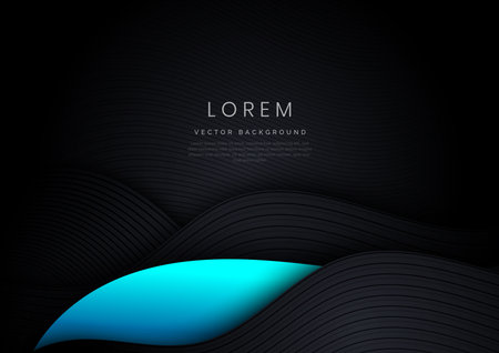 Abstract modern black background with stripe line curve layer design. Vector illustrationのイラスト素材