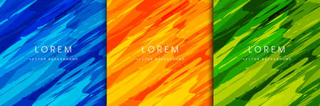 Set of abstract blue, green, orange, stripe diagonal color splash. Vector illustrationのイラスト素材