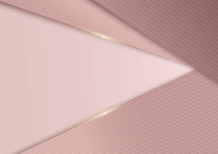 Abstract template rose gold triangles diagonal background with golden line. Luxury style. Vector illustrationのイラスト素材