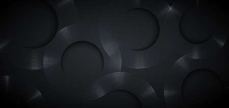Abstract silver gradient circles lines on dark background. Vector illustrationのイラスト素材