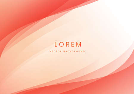 Abstract modern soft red gradient waves overlap background with copy space for text. Minimal concept. Vector illustrationのイラスト素材