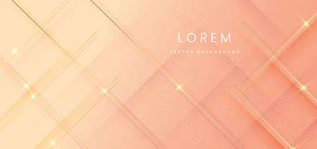 Abstract template soft yellow and orange gradient geometric diagonal with golden lines sparkle. Luxury modern. You can use for ad, poster, template, business presentation. Vector illustrationのイラスト素材