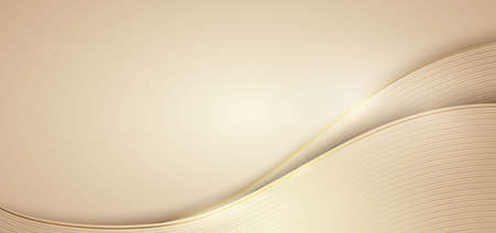 Abstract curve soft brown layer luxury background with golden line curve on dark blue background. Vector illustrationのイラスト素材