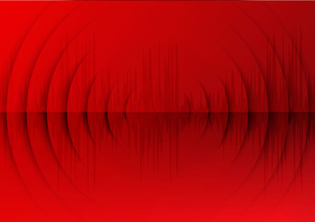 Sound waves dark red light. Abstract technology background. Vector illustrationのイラスト素材