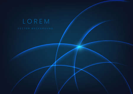 Abstract technology concept curved blue lighting overlapping design background with copy space for text. Vector illustrationのイラスト素材