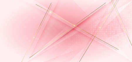 Abstract template soft pink and white gradient geometric diagonal with golden lines sparkle. Luxury modern. You can use for ad, poster, template, business presentation. Vector illustrationのイラスト素材