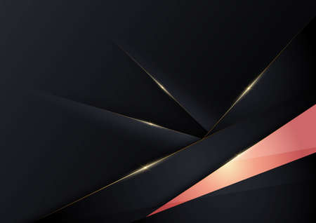 Abstract template dark triangles diagonal background with golden line. Luxury style. Vector illustrationのイラスト素材